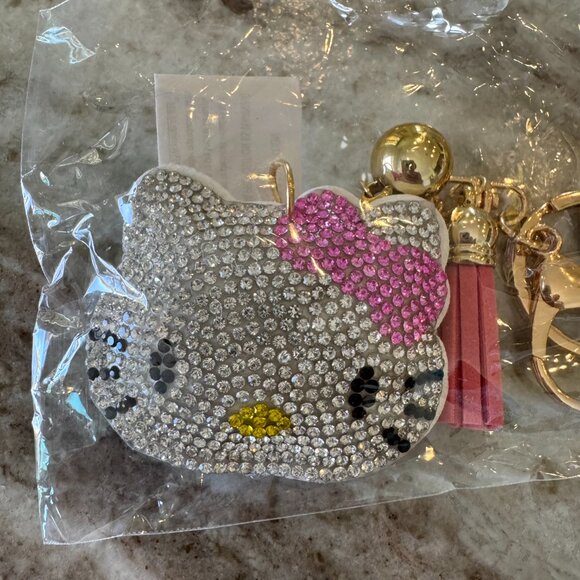Hello Kitty Puffy Rhinestone Key Chain/ Purse Charm - Picture 2 of 2